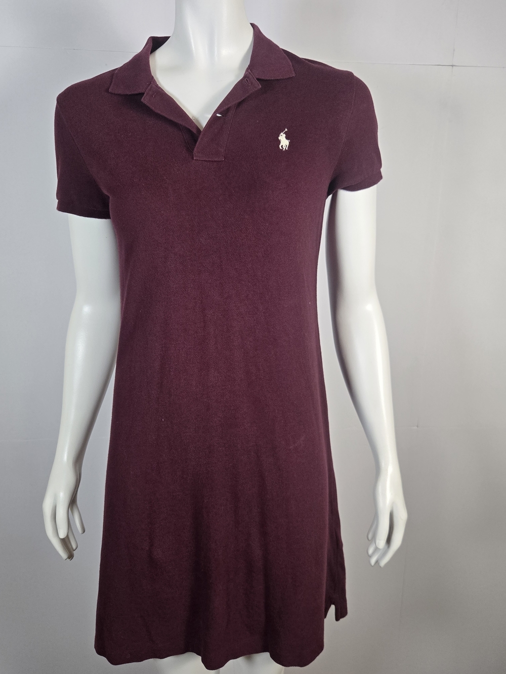 Ralph Lauren Polo Shirt Dress in Deep Plum with White Logo